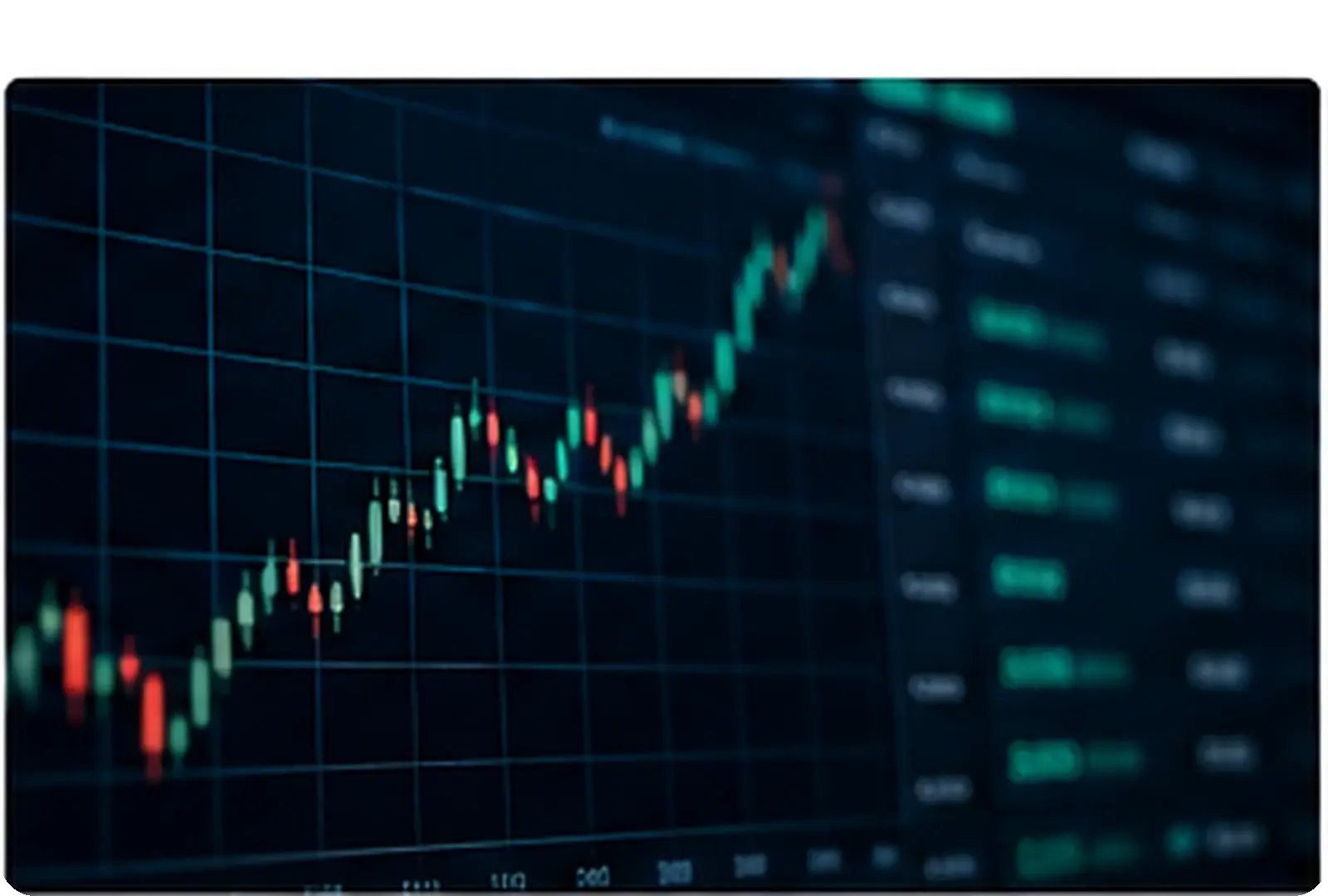 Close-up financial market chart with red and green price movements